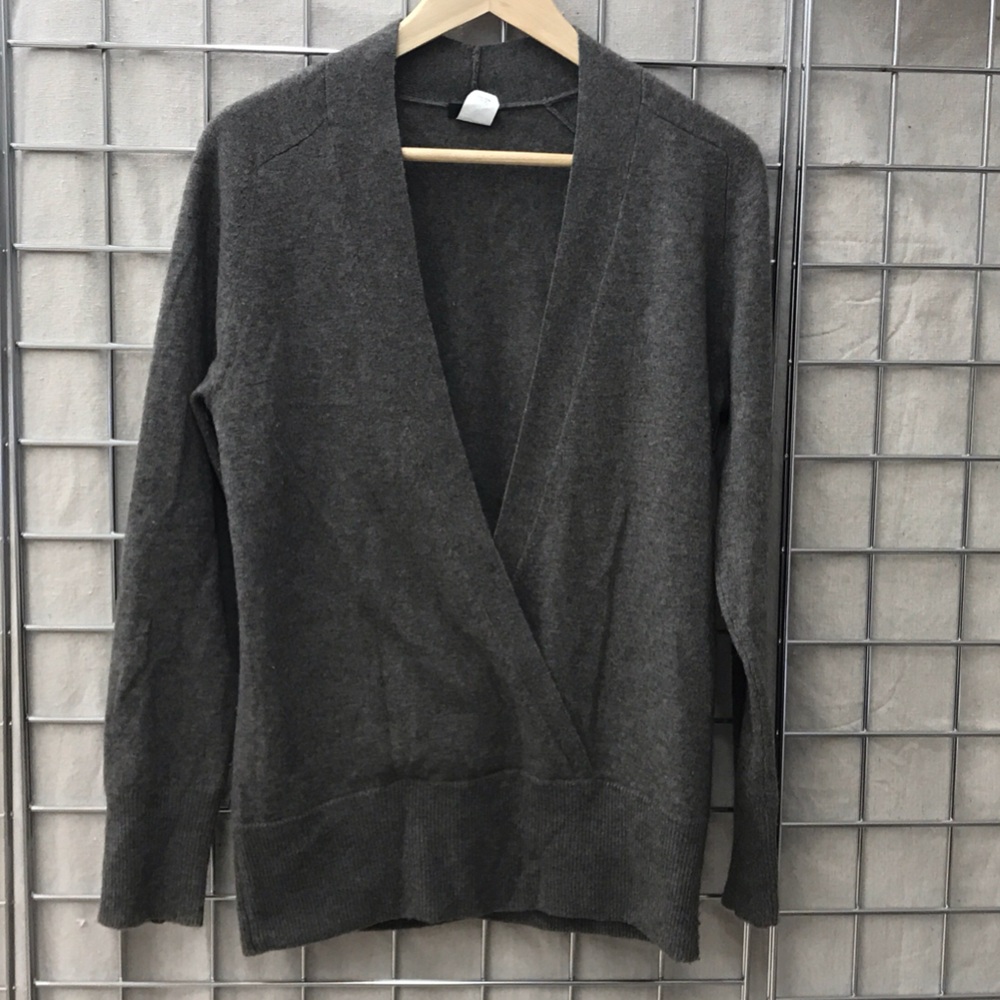 J. Crew Women's Deep V-Neck Wrap Sweater in Dark Gray